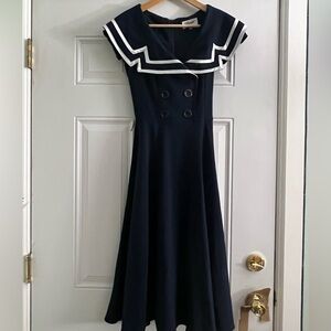 Tatyana Circle Dress in Navy - Sailor Chic!